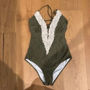 Green One piece bathing suit